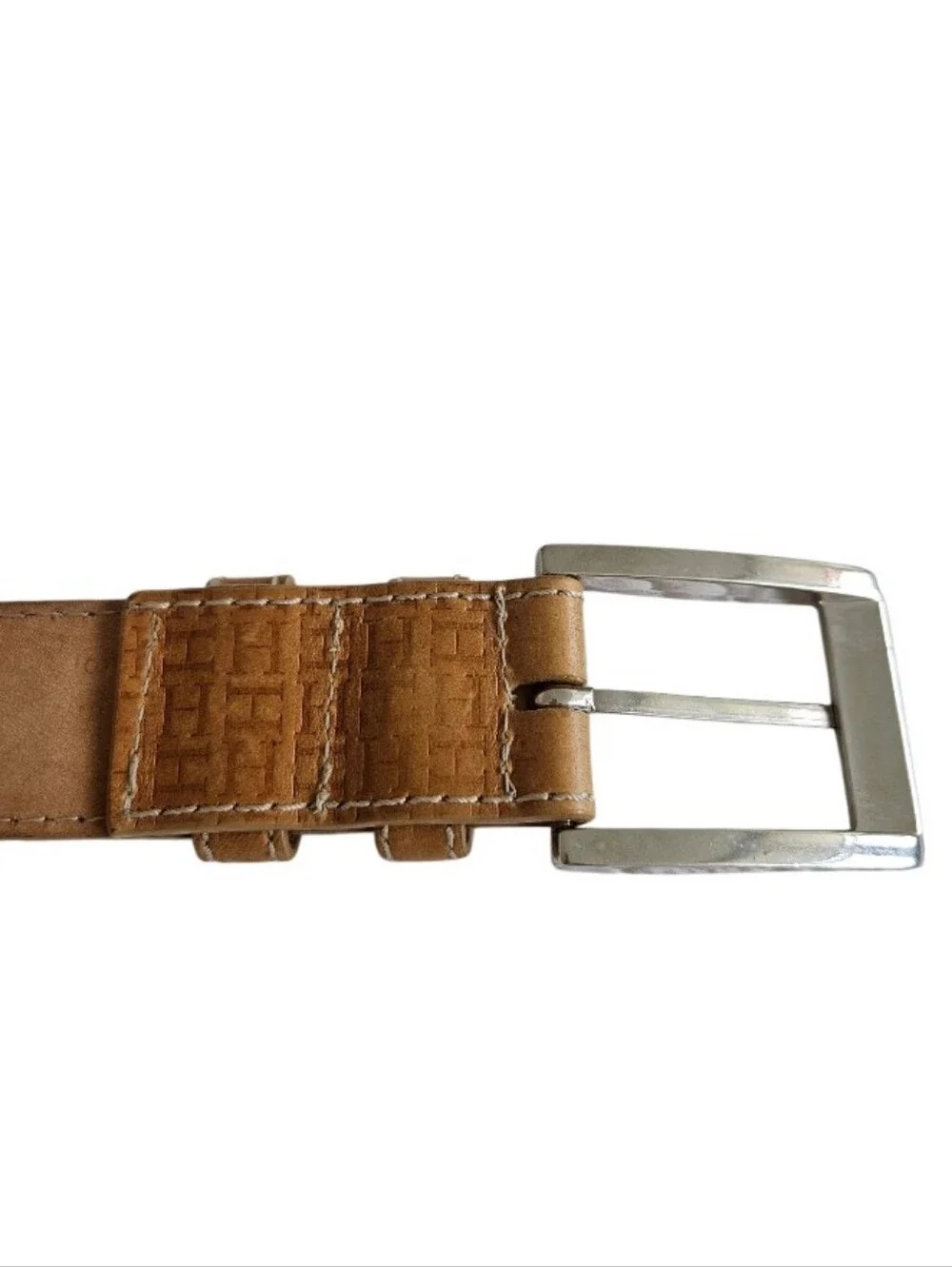 Mario Hernandez Men's Tan Leather Belt with Silver Buckle